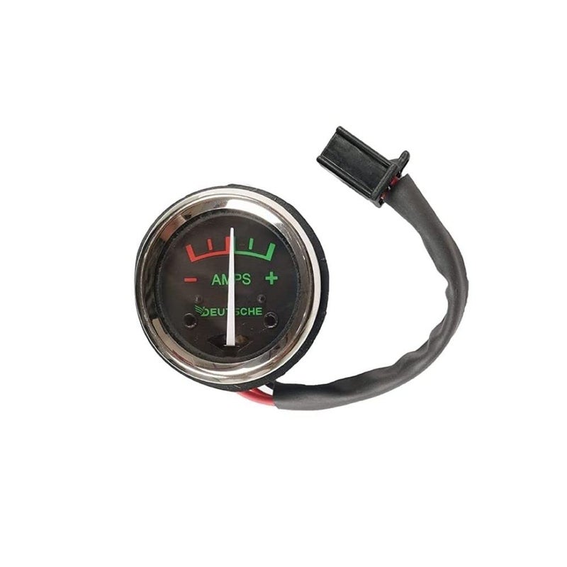 Deutsche 8 Amp. Bullet Machismo AC/DC Self Start |Black Dial With LED & Mounting Rubber | (4 Pin Black Coupler) Motorcycles Ampmeter Ampere Gauge Meter - Image 1