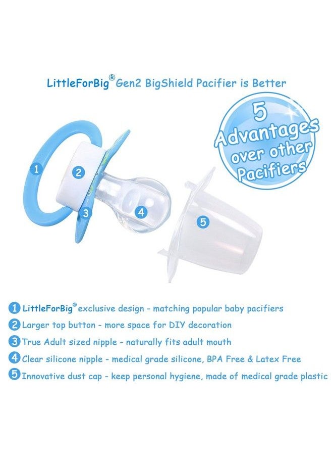 Littleforbig Bigshield Generationii Adult Sized Pacifier Baby Cuties Pattern Blue Kitty  - Image 3