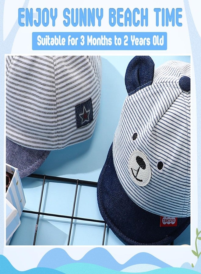 Zhanmai 6 Pieces Baseball Cap Adjustable Striped Bear Sunhat Baseball Hats Soft Cotton Hat Cute Lovely - Image 3