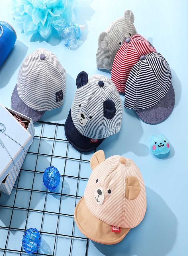 Zhanmai 6 Pieces Baseball Cap Adjustable Striped Bear Sunhat Baseball Hats Soft Cotton Hat Cute Lovely - Image 5