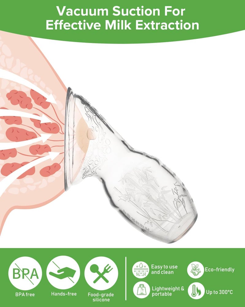 haakaa مضخة حليب يدوية من هاكّا مصنوعة من السيليكون 100% آمنة للطعام خالية من BPA و PVC والفثالات | سعة 4 أونصات - Image 5