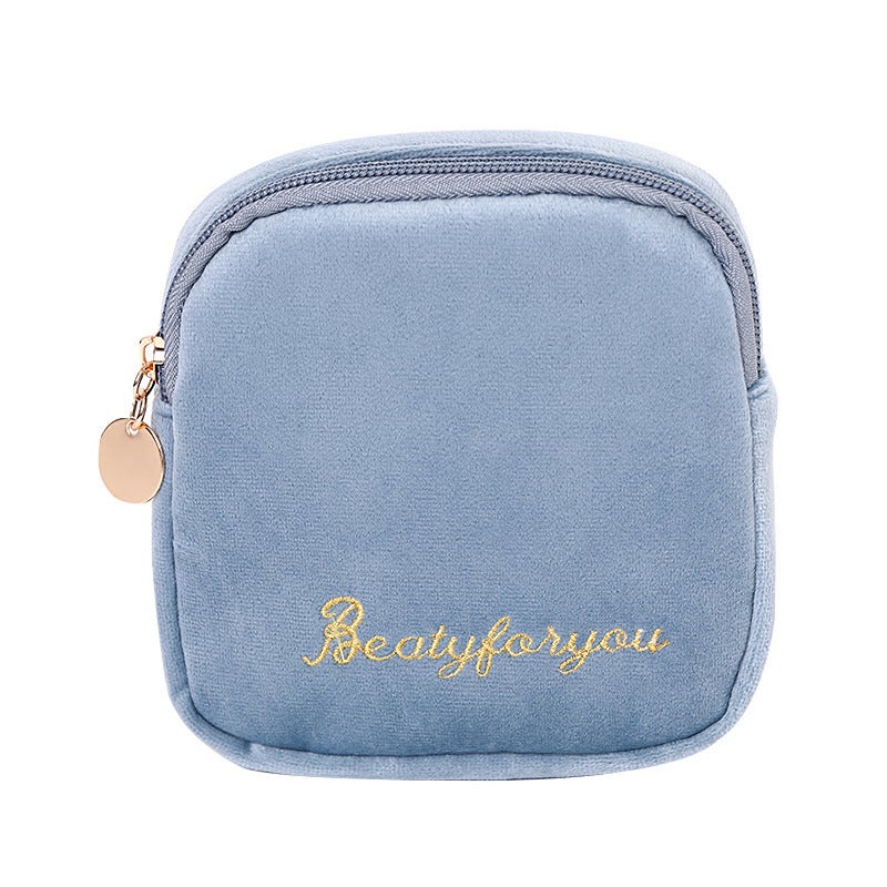 Sanitary Pad Storage Pouch Portable Multi-Functional Peacock Blue [sanitary napkin storage bag]] 