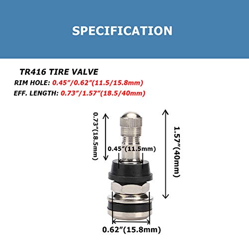 EZISOE 30 Pieces TR416 Metal Valve Stems Outer Mount Fits 0.453"/.625" Rim Holes Long 18.5/40mm - Image 5