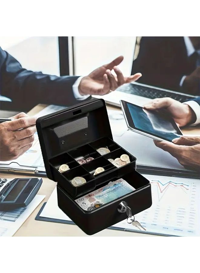 Pink Portable Hand Held Safe With Keys Durable Iron Structure Coin Tray Cash Organizer - Image 2