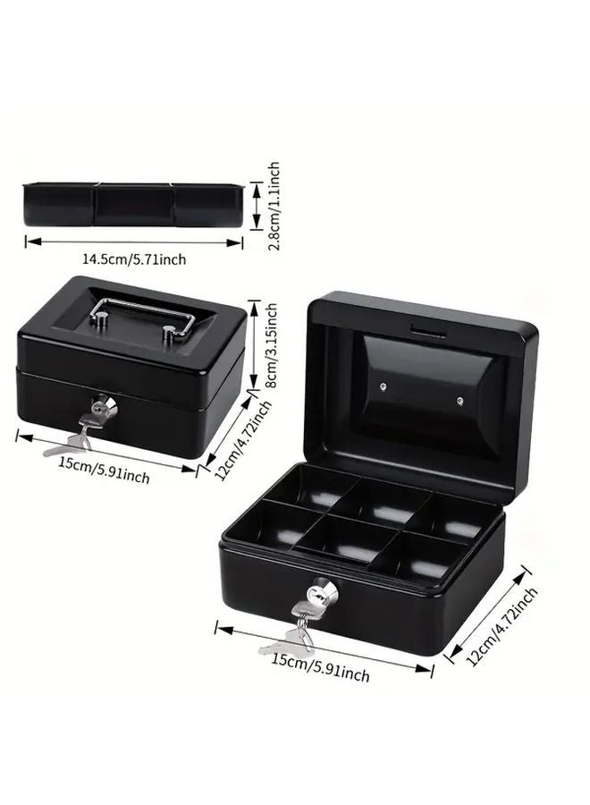 Pink Portable Hand Held Safe With Keys Durable Iron Structure Coin Tray Cash Organizer - Image 4