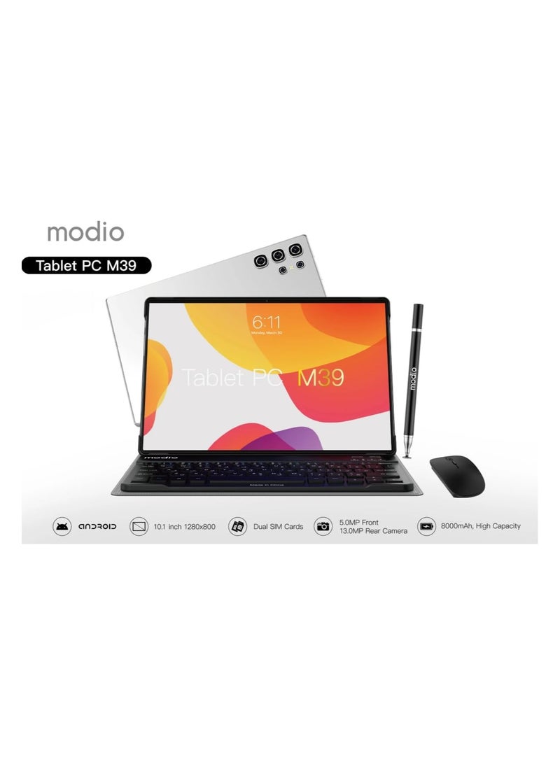 Modio M39 10.1" Android Tablet PC, 12GB RAM 512GB ROM, Dual SIM 4G, WiFi, Bluetooth, Dual Camera – Large Display, Fast Performance