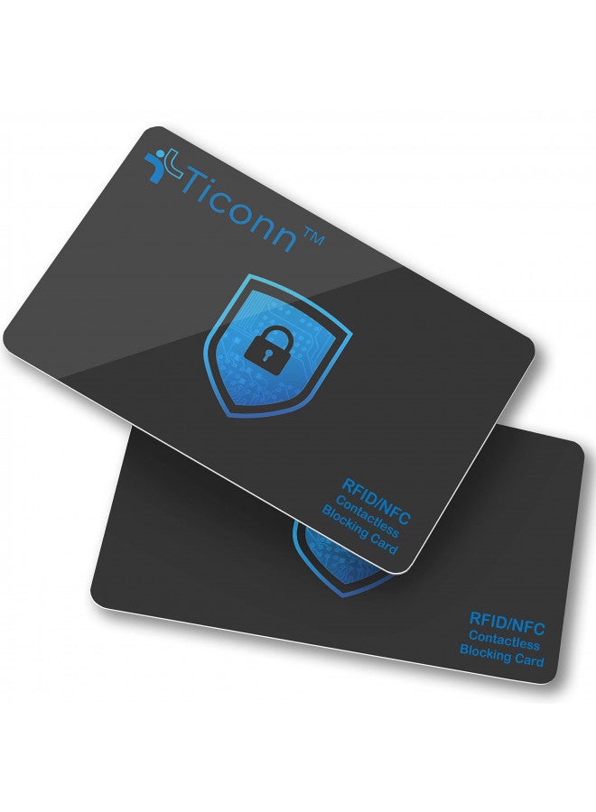 TICONN RFID Blocking Cards - 2 Pack, Premium Contactless NFC Debit Credit Card Passport Protector Blocker Set for Men & Women, Smart Slim Design Perfectly fits in Wallet/Purse (2) - Image 1