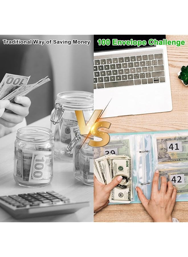 erorex - 100 Day Savings Challenge Binder Envelope Challenge Binder Saving Money Challenge Book 100 Day Challenge Money Saving Binder For Lovers To Save $5 050 7 Inch X6.5 Inch - Image 1