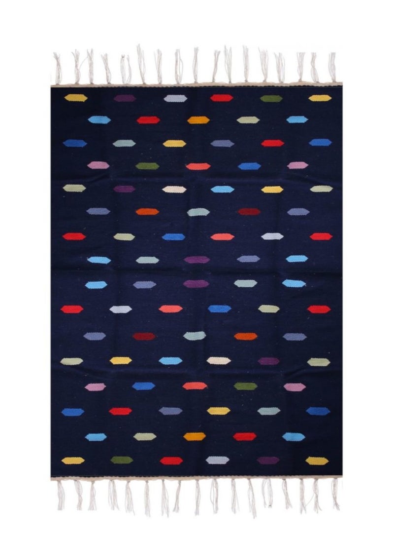 Bazaar Misr Dots Kilim Rug Modern Blue multi color  - Image 3