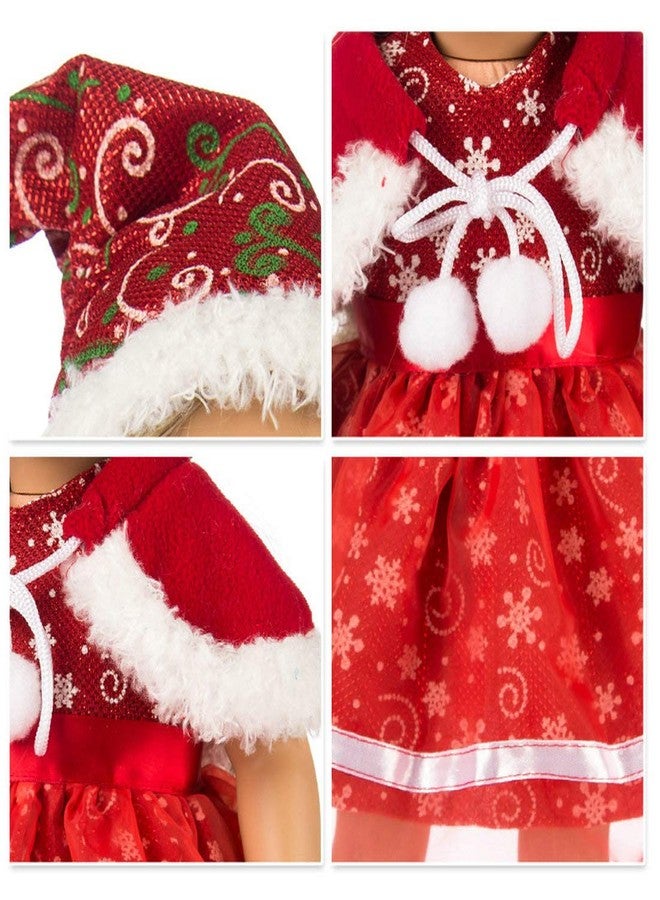 TianBo 3pc Christmas 18 Inch Doll Clothes Red Color Including Snowflake Hat Shawl Dresses Outsuits for Girl Doll and Other 18 Inch Girl Dolls Daughter's Gift, ZKB10 (Red-Snowflake) - Image 4
