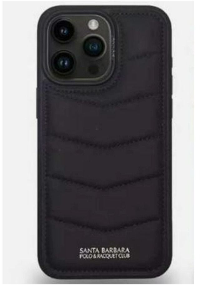 SANTA BARBARA POLO & RACQUET CLUB Clyde Series Protective Soft Stand Phone Case Cover Fabric Stitching vertical Flip Phone Case With Credit Card Holder Slot Compatible with iPhone 15 Pro - Black  - Image 1