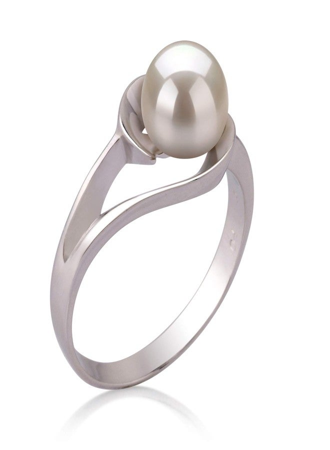 PearlsOnly خاتم لؤلؤة مزروعة من الفضة الإسترلينية 925 بجودة AAA بحجم 6-7 مم للنساء بحجم 9 - Image 2
