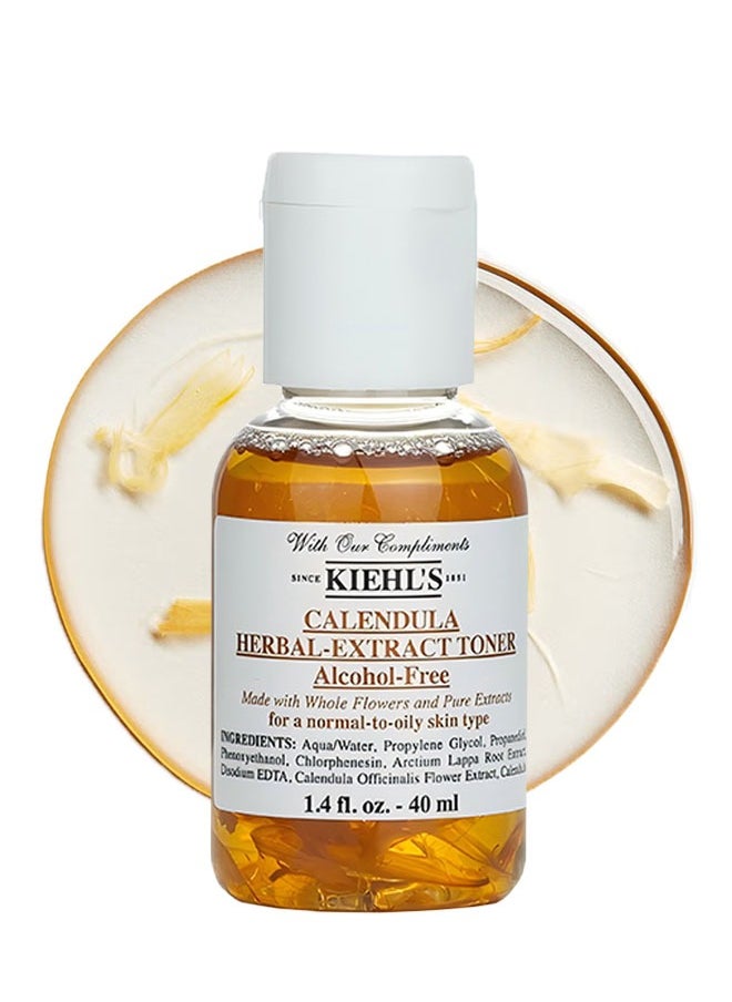Kiehl's Calendula Herbal Extract Toner Alcohol Free 40ml, Made with Whole Flowers and Pure Extracts, for A Normal to Oily Skin Type, Visibly Reduces Redness and Oil, Improves Skin Texture  - Image 1
