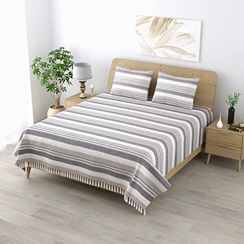 Värde 210 TC Kerala Coarse Bedsheet Cotton | Double Bedsheet with 2 Pillow Covers | Handloom Bedsheets | Double Bedsheet for Summer | 100X108 Inches Bedsheet & 68Cmx43Cm Pillow |Multicolour - Image 1