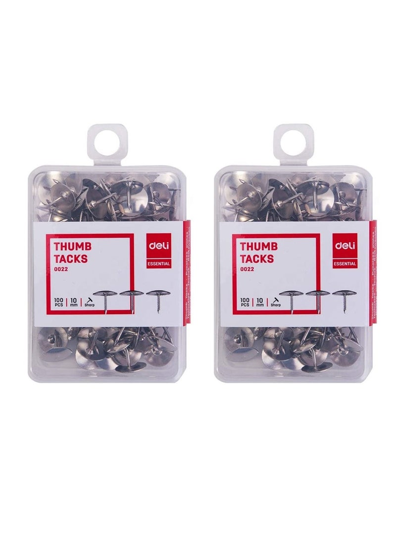 Deli طقم دبابيس تثبيت مكون من قطعتين باللون الفضي - Image 1