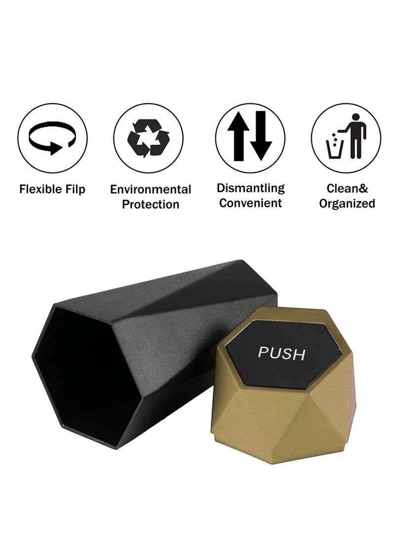 Mini Car Trash Can 2 Pack Car Office Bedroom Household Universal Leak-proof Trash Can (Gold) - Image 2
