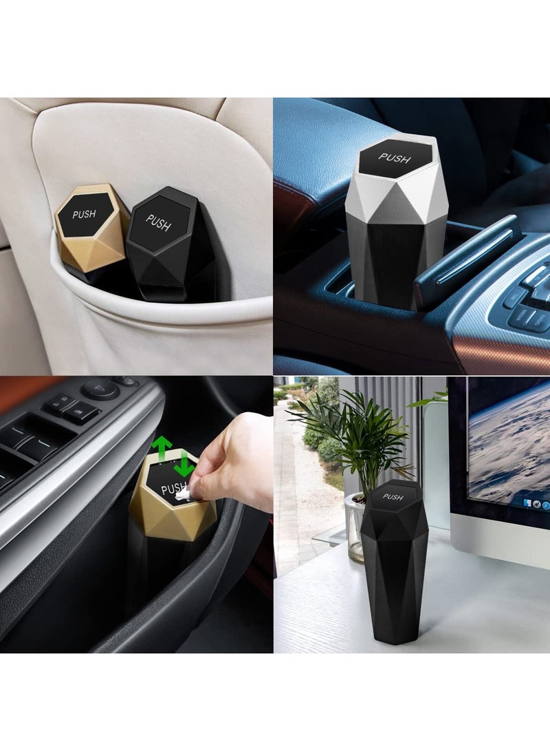 Mini Car Trash Can 2 Pack Car Office Bedroom Household Universal Leak-proof Trash Can (Gold) - Image 4