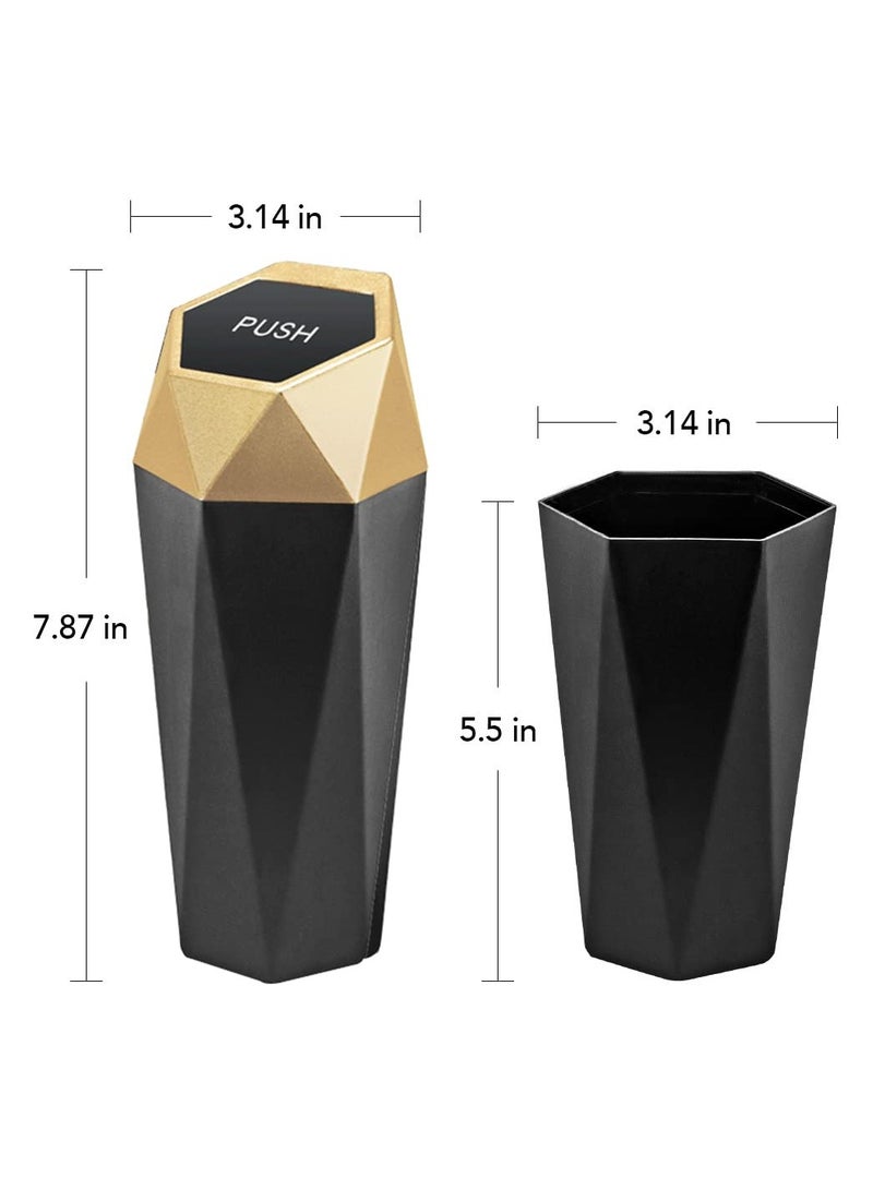 Mini Car Trash Can 2 Pack Car Office Bedroom Household Universal Leak-proof Trash Can (Gold) - Image 3