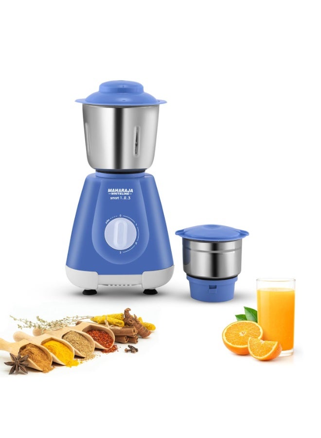 Maharaja Whiteline Smart Mixer Grinder | 500-watt | 20000 RPM Motor Speed | Air Ventilation System | Stainless-Steel Jars & Blades | Unique Jar Flow Breakers | 2 Year Motor Warranty |Blue - Image 1