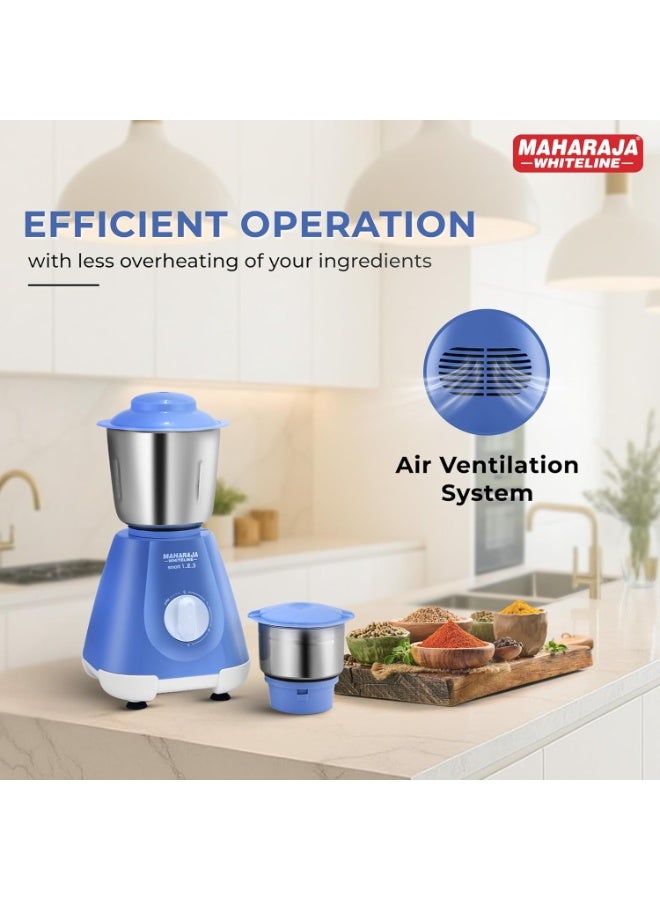Maharaja Whiteline Smart Mixer Grinder | 500-watt | 20000 RPM Motor Speed | Air Ventilation System | Stainless-Steel Jars & Blades | Unique Jar Flow Breakers | 2 Year Motor Warranty |Blue - Image 3