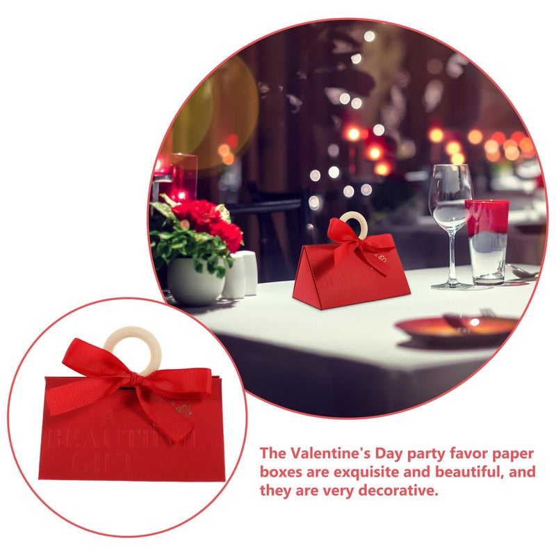 Small Red Triangular Paper Candy Boxes 20pcs For Wedding Valentine Day Favors Packaging - Image 4