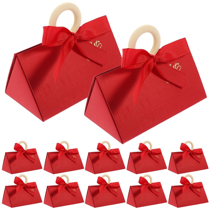 Small Red Triangular Paper Candy Boxes 20pcs For Wedding Valentine Day Favors Packaging - Image 2