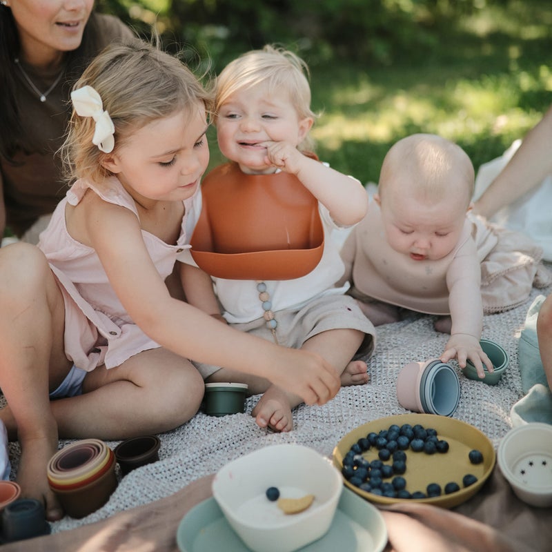 mushie Silicone Baby Bib | Adjustable Fit Waterproof Bibs (Cherries) - Image 5