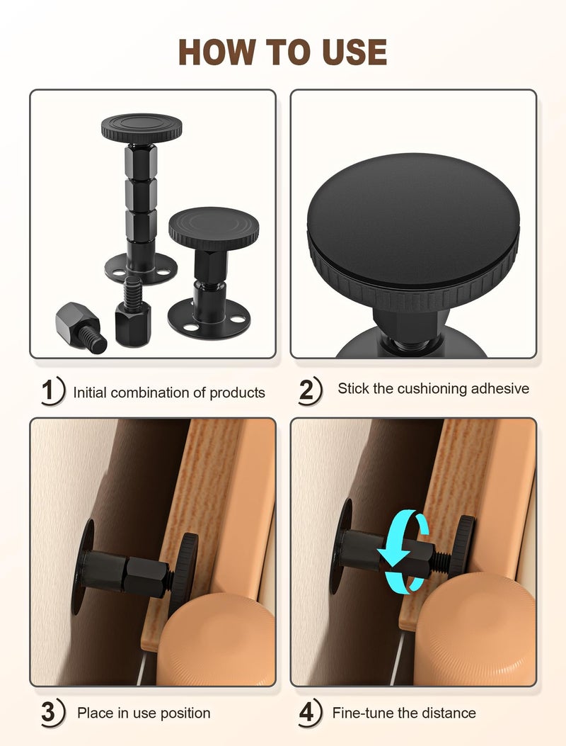 MERDTTES 2Pcs Adjustable Threaded Bed Frame Anti-Shake Tool  Upgraded Headboard Stoppers With Free Furniture Pads  Easy Installation Bedside Anti-Shake Tool For Headboards  Cabinets And Sofas  1.18-4.13In - Image 4