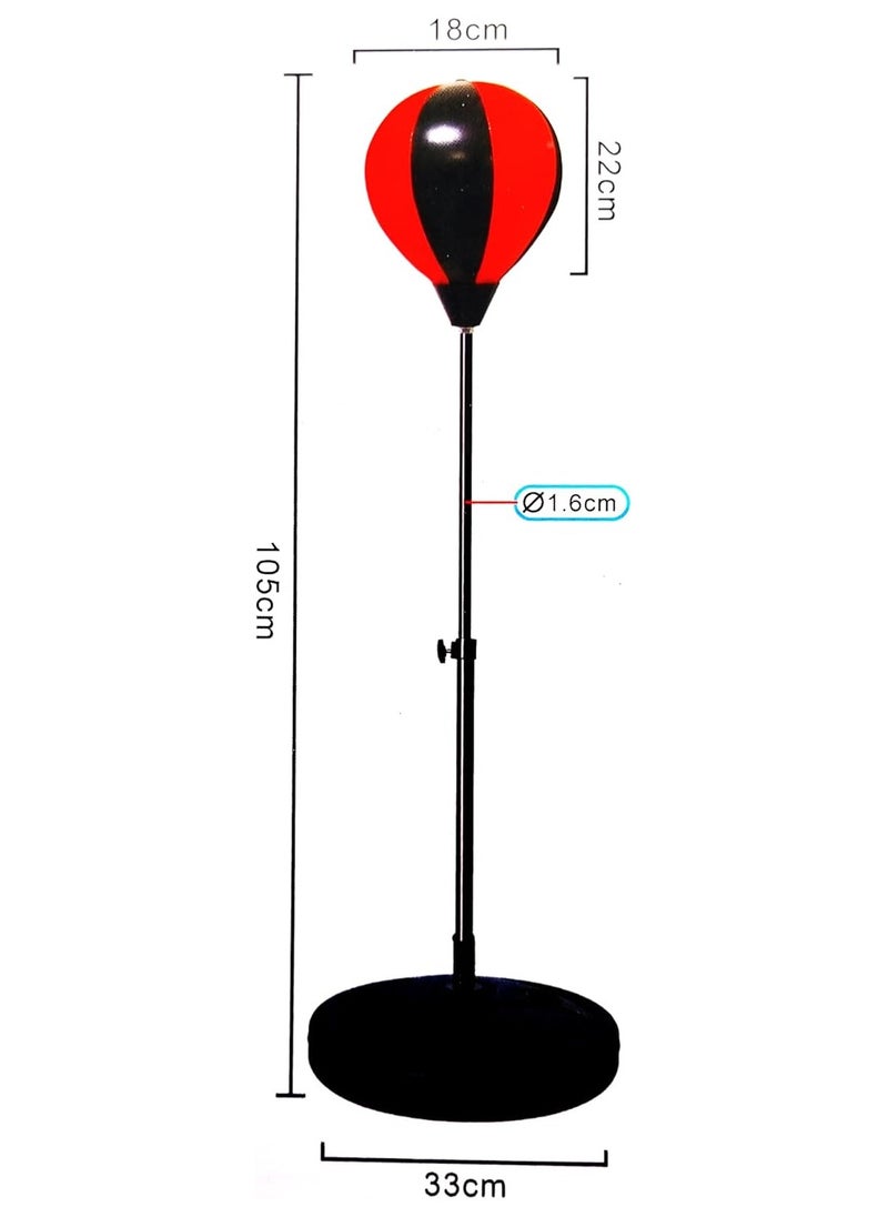 Generic - Adjustable Boxing Speed Ball Stand, 105cm Height, Red and Black Punching Ball, 33cm Base - Image 1