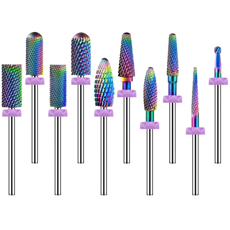 Depvko 10Pcs Nail Drill Bits Sets Depvko Professional Tungsten Carbide Drill Bit for Nails 332 inch Electric Bits Acrylic Gel Nails Polishing Cuticle Remover Tools for Manicure Pedicure Salon Home