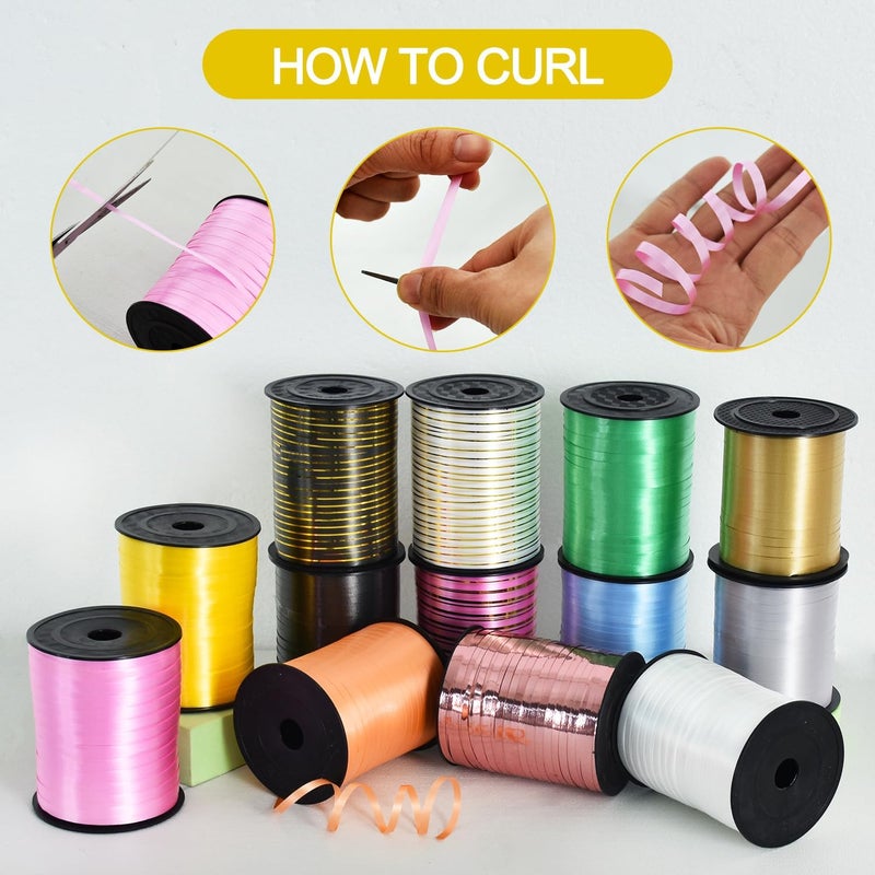TONIFUL 500 Yards Curling Ribbon-Balloon Ribbon-Balloon String for Art&Craft Decor,Gift Wrapping,Ribbons and Bows for Christmas New Year Birthday Gifts Graduation Supplies (Yellow) - Image 3