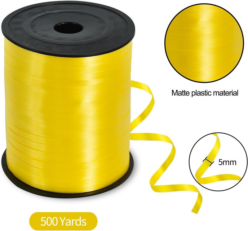 TONIFUL 500 Yards Curling Ribbon-Balloon Ribbon-Balloon String for Art&Craft Decor,Gift Wrapping,Ribbons and Bows for Christmas New Year Birthday Gifts Graduation Supplies (Yellow) - Image 2