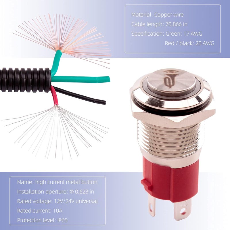 FARBIN Polaris Horn Kit 12v DC Auto Snail Horn Kit with White Lighted Button, Compatible with ATV, UTV, RZR, Arctic Cat Wildcat, Kawasaki Teryx, Yamaha Rhino, etc - Image 5