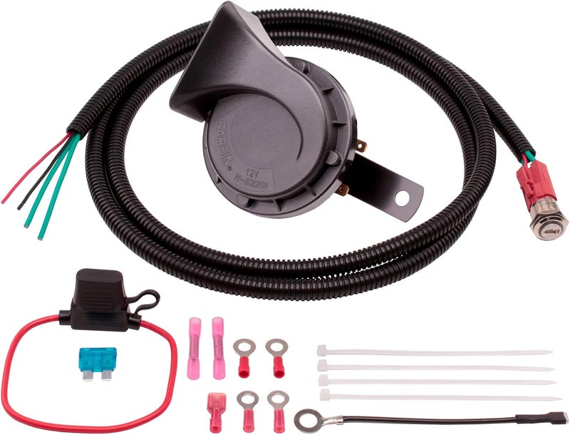 FARBIN Polaris Horn Kit 12v DC Auto Snail Horn Kit with White Lighted Button, Compatible with ATV, UTV, RZR, Arctic Cat Wildcat, Kawasaki Teryx, Yamaha Rhino, etc - Image 1