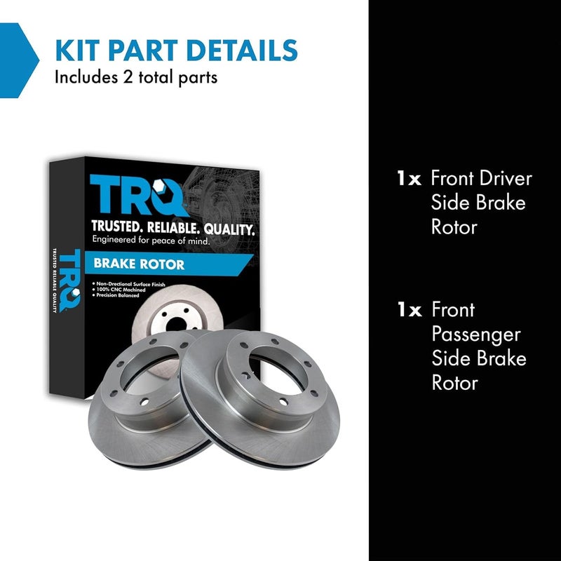 TRQ Front Brake Rotors Set Vented Compatible with 1996-2002 Toyota 4Runner 1995-2004 Tacoma - Image 2