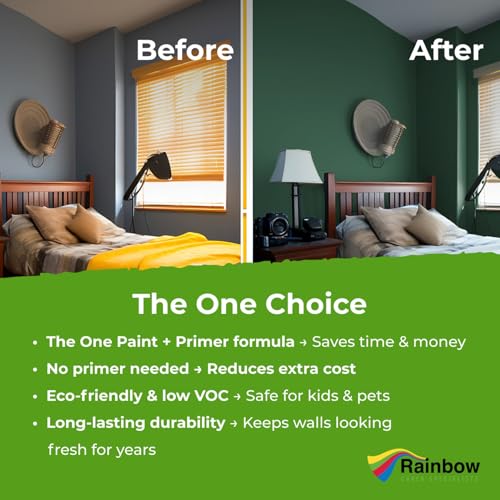 The ONE All-In-One Paint & Primer - Green Satin, 84.5 Fl Oz/2.5 Liter | 1 Coat Formula | Easy Indoor & Outdoor Decorating for Home & Garden Walls, Floors & Furniture | Water-Based & Low VOC - Image 4