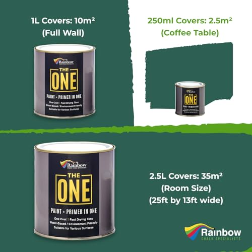 The ONE All-In-One Paint & Primer - Green Satin, 84.5 Fl Oz/2.5 Liter | 1 Coat Formula | Easy Indoor & Outdoor Decorating for Home & Garden Walls, Floors & Furniture | Water-Based & Low VOC - Image 3
