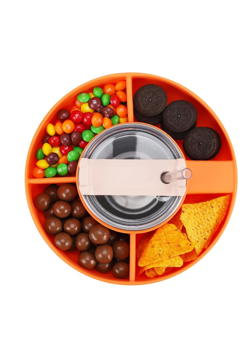 Excefore 40oz Snack Bowl for Stanley Cup, Reusable Snack Ring Compatible, Tumbler with Handle, Cute Water Bottle Accessories with Long Silione, Orange  - Image 3