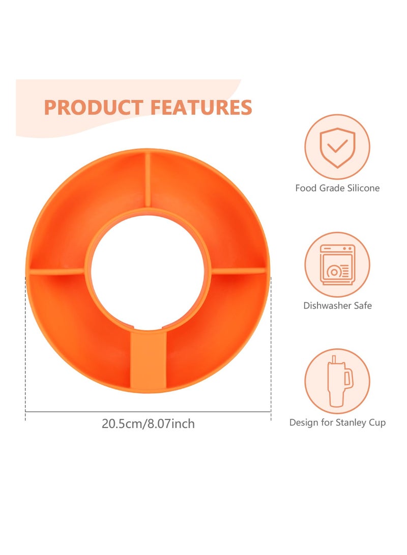 Excefore 40oz Snack Bowl for Stanley Cup, Reusable Snack Ring Compatible, Tumbler with Handle, Cute Water Bottle Accessories with Long Silione, Orange  - Image 5