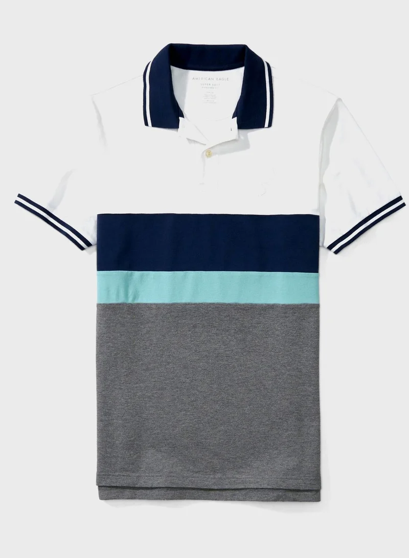 American Eagle Color Block Pique Polo