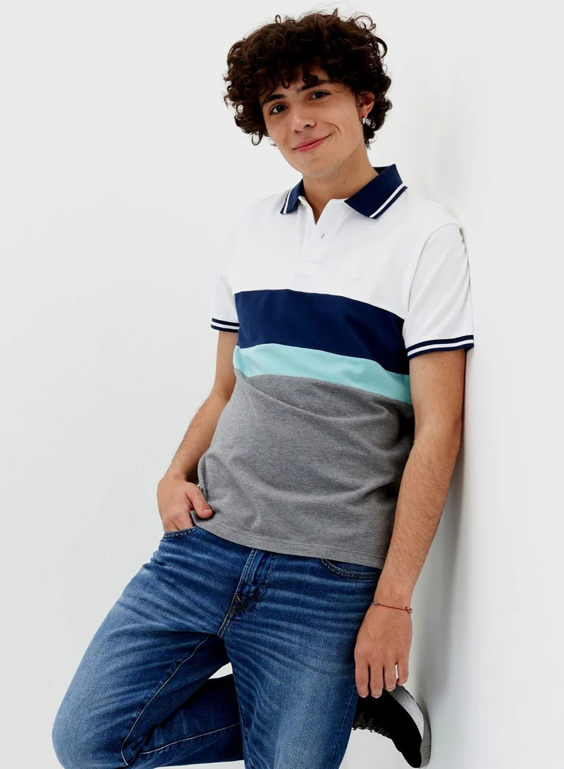 American Eagle Color Block Pique Polo