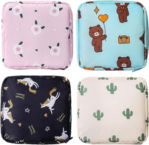 TCSRMART Sanitary Napkin Storage Bag 2Pcs Zipper Menstrual Pad Bag Portable Sanitary Napkin Storage Tampons Holder for Purse First Period Kit for Teen Girls Store Sanitary Pads for Women  - Image 1