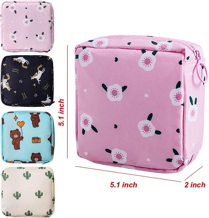TCSRMART Sanitary Napkin Storage Bag 2Pcs Zipper Menstrual Pad Bag Portable Sanitary Napkin Storage Tampons Holder for Purse First Period Kit for Teen Girls Store Sanitary Pads for Women  - Image 2