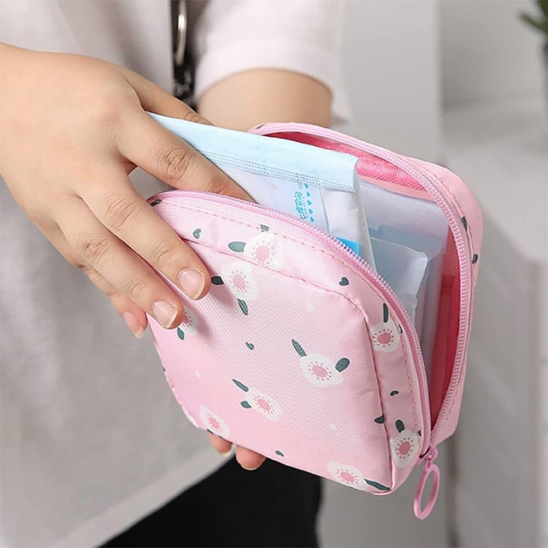 TCSRMART Sanitary Napkin Storage Bag 2Pcs Zipper Menstrual Pad Bag Portable Sanitary Napkin Storage Tampons Holder for Purse First Period Kit for Teen Girls Store Sanitary Pads for Women  - Image 4