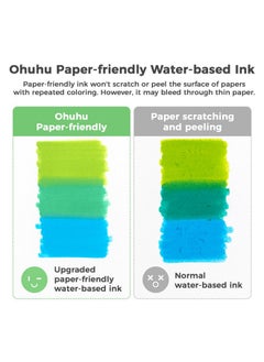 Ohuhu Ohuhu Markers Paper-friendly No Peeling Water-based Coloring Markers 60 Colors Dual Brush Fineliner Tips Markers for Adult Coloring Books No Bleeding Art Markers for Kids Beginner Calligraphy - Pupe  - Image 2