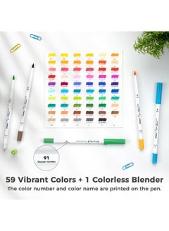 Ohuhu Ohuhu Markers Paper-friendly No Peeling Water-based Coloring Markers 60 Colors Dual Brush Fineliner Tips Markers for Adult Coloring Books No Bleeding Art Markers for Kids Beginner Calligraphy - Pupe  - Image 3