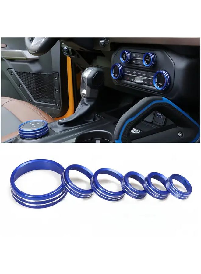 Blue 6pcs Aluminum Air Conditioner Knob Covers for Ford Bronco 2021 2025 Interior Accessories - Image 5