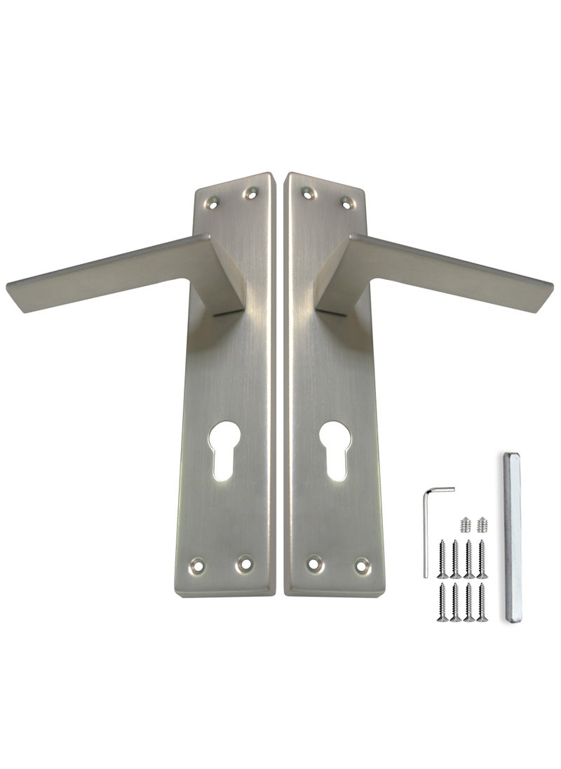 TISMpro Aluminum Mortise Door Plate Handle – Aluminum Lever with Iron Plate – Heavy-Duty, Rust-Resistant, Modern Design – Easy Installation – (TP-7005 MSN)  - Image 1
