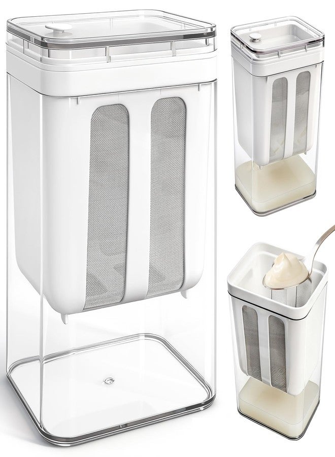 Jowgut Yogurt Strainer, 1800Ml/1.9 Quarts Yogurt Separator Hung Curd Maker with Fine Mesh Bag & Lid, BPA Free Yogurt Maker for Whey Separation, Soybean Milk Fruit Juice Coffee Soup - Image 1