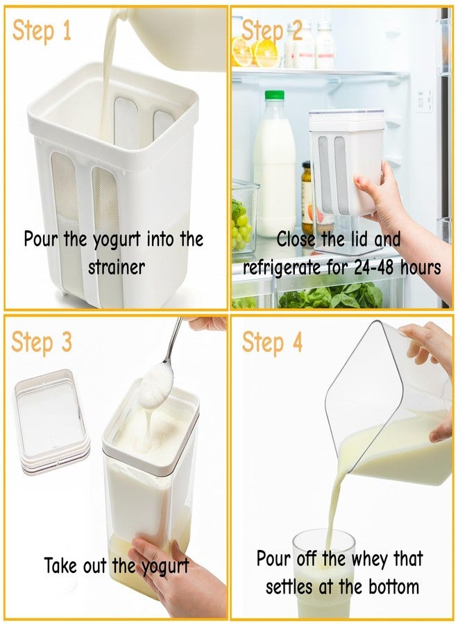 Jowgut Yogurt Strainer, 1800Ml/1.9 Quarts Yogurt Separator Hung Curd Maker with Fine Mesh Bag & Lid, BPA Free Yogurt Maker for Whey Separation, Soybean Milk Fruit Juice Coffee Soup - Image 5